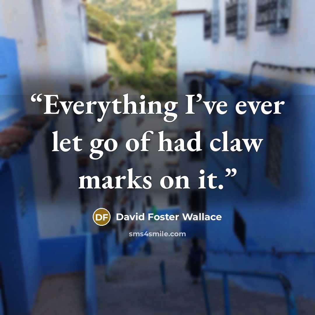 “Everything I’ve ever let go of had claw marks on it.” quote by David Foster Wallace