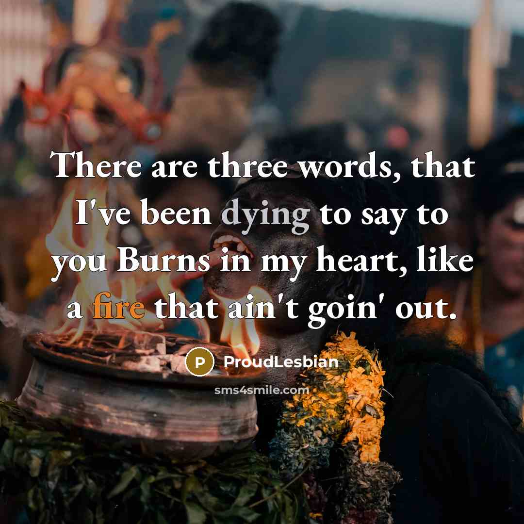 “There are three words, that I've been dying to say to you Burns in my heart, like a fire that ain't goin' out.” quote by ProudLesbian