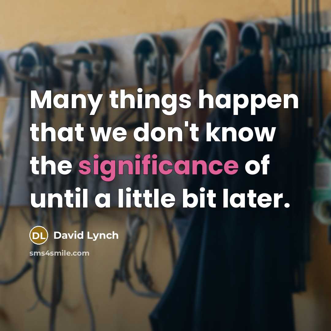 “Many things happen that we don't know the significance of until a little bit later.” quote by David Lynch