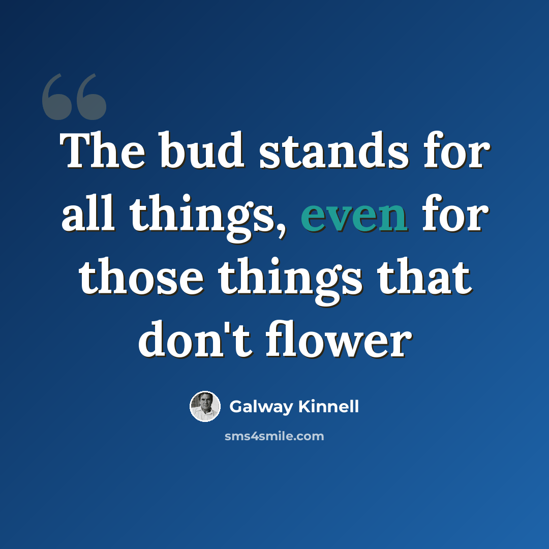 “The bud stands for all things, even for those things that don't flower” quote by Galway Kinnell