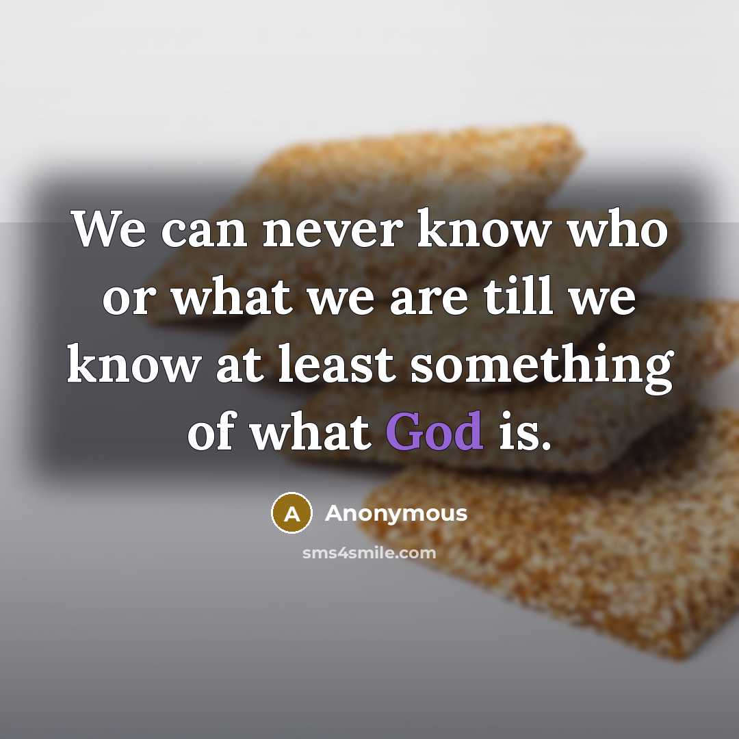 “We can never know who or what we are till we know at least something of what God is.” quote by Anonymous