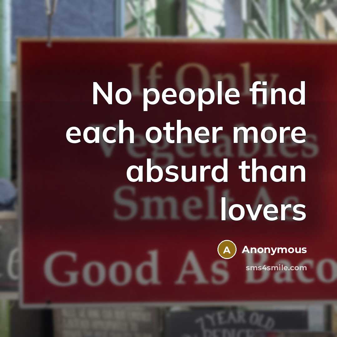 “No people find each other more absurd than lovers” quote by Anonymous