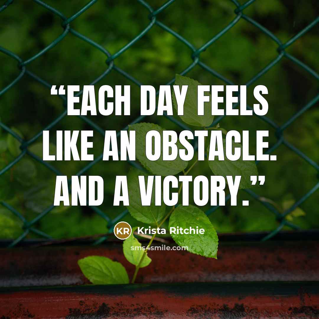 “Each day feels like an obstacle. And a victory.” quote by Krista Ritchie