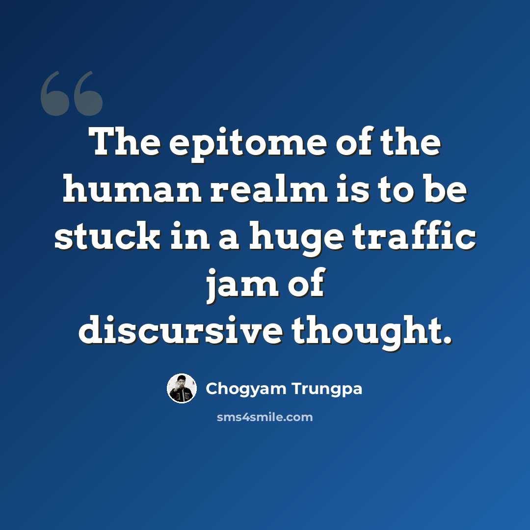 “The epitome of the human realm is to be stuck in a huge traffic jam of discursive thought.” quote by Chogyam Trungpa