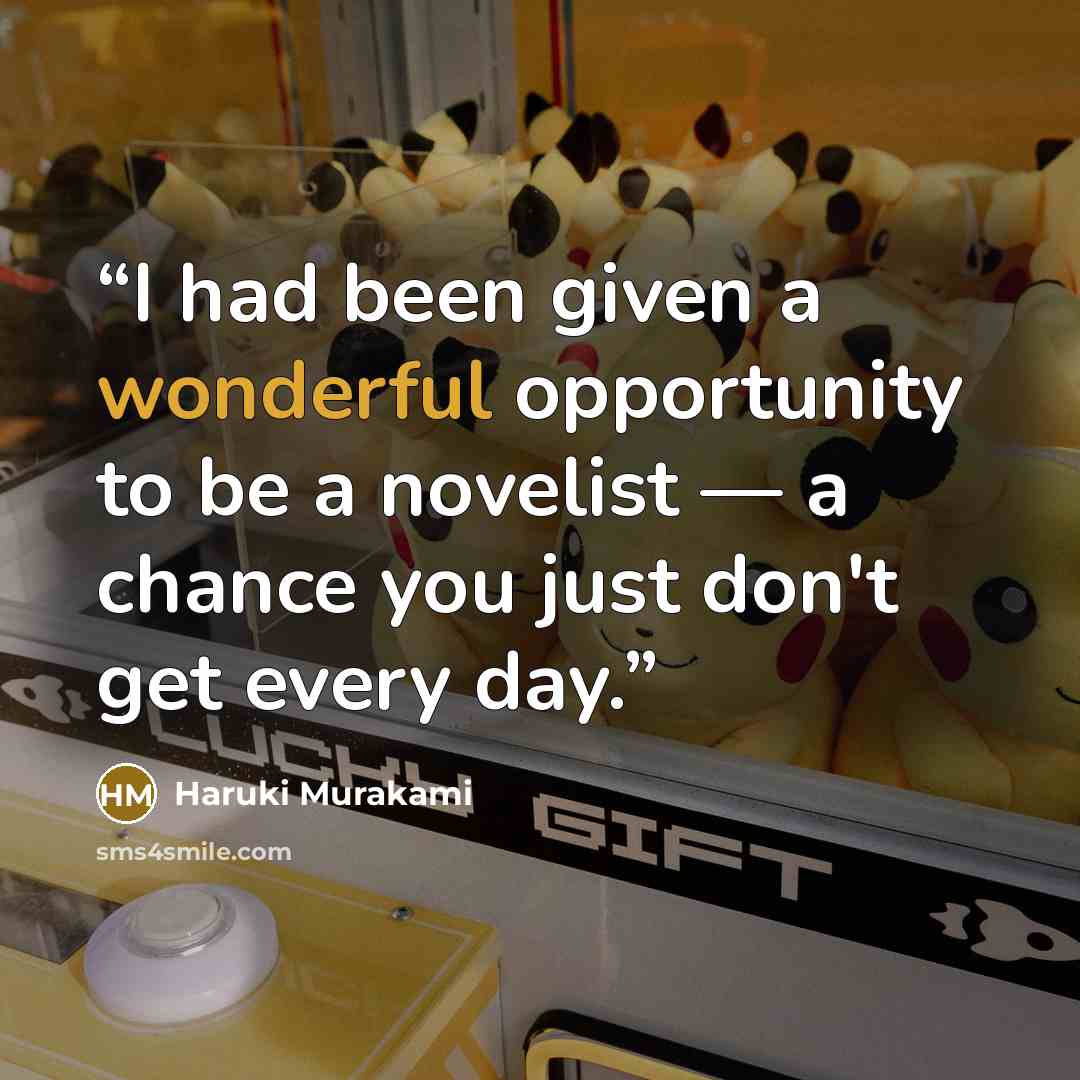 “I had been given a wonderful opportunity to be a novelist — a chance you just don't get every day.” quote by Haruki Murakami