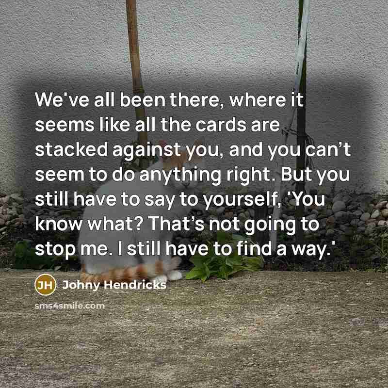 “We've all been there, where it seems like all the cards are stacked against you, and you can't seem to do anything right. But you still have to say to yourself, 'You know what? That's not going to stop me. I still have to find a way.'” quote by Johny Hendricks
