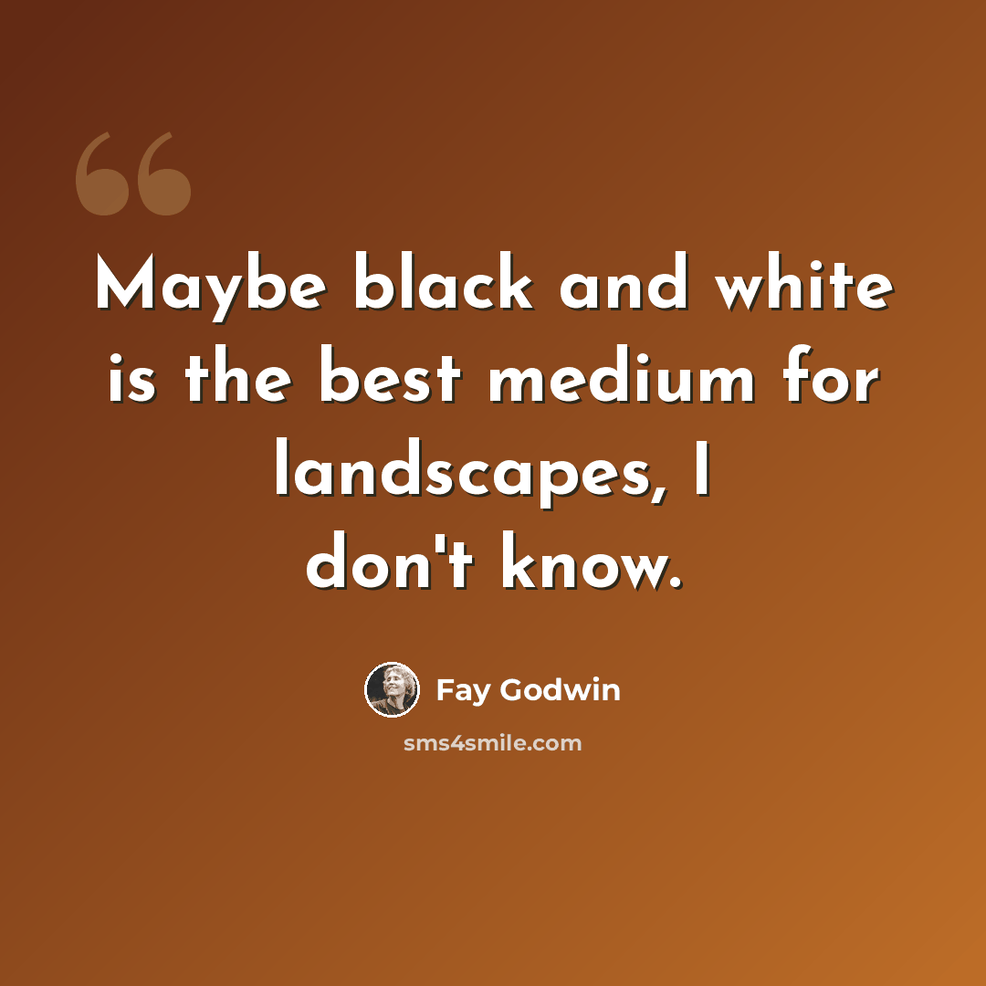 “Maybe black and white is the best medium for landscapes, I don't know.” quote by Fay Godwin
