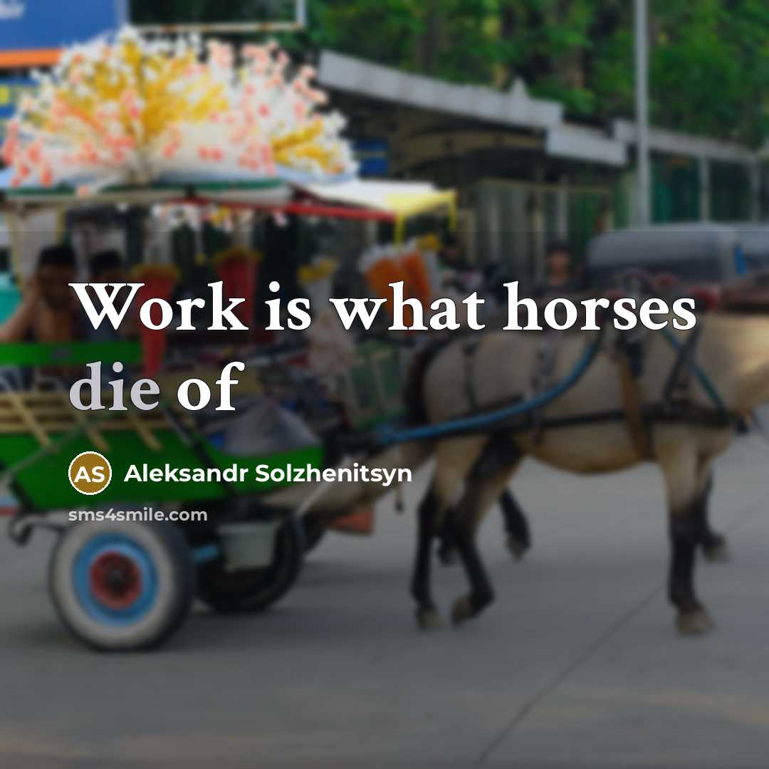“Work is what horses die of” quote by Aleksandr Solzhenitsyn