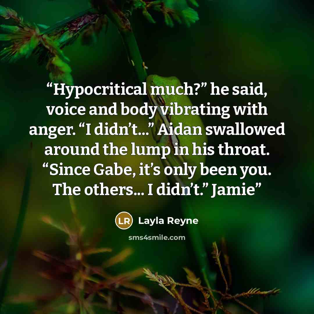 “Hypocritical much?” he said, voice and body vibrating with anger. “I didn’t...” Aidan swallowed around the lump in his throat. “Since Gabe, it’s only been you. The others... I didn’t.” Jamie” quote by Layla Reyne
