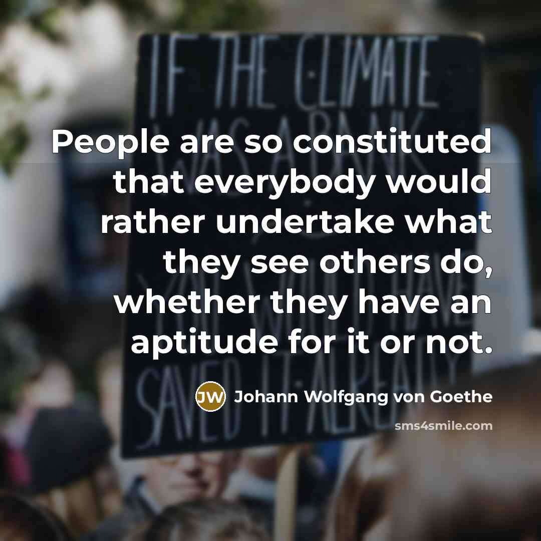“People are so constituted that everybody would rather undertake what they see others do, whether they have an aptitude for it or not.” quote by Johann Wolfgang von Goethe