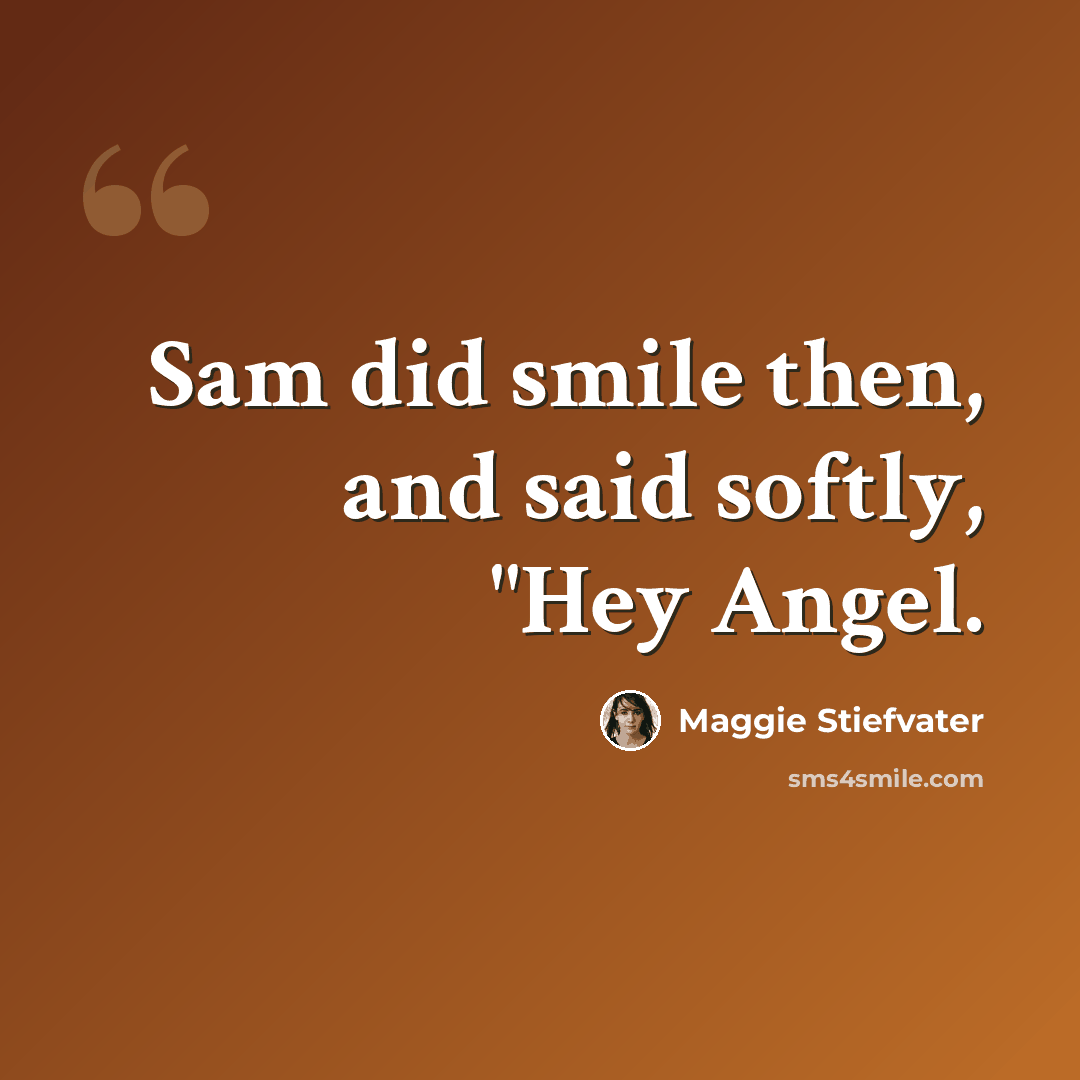 “Sam did smile then, and said softly, "Hey Angel.” quote by Maggie Stiefvater
