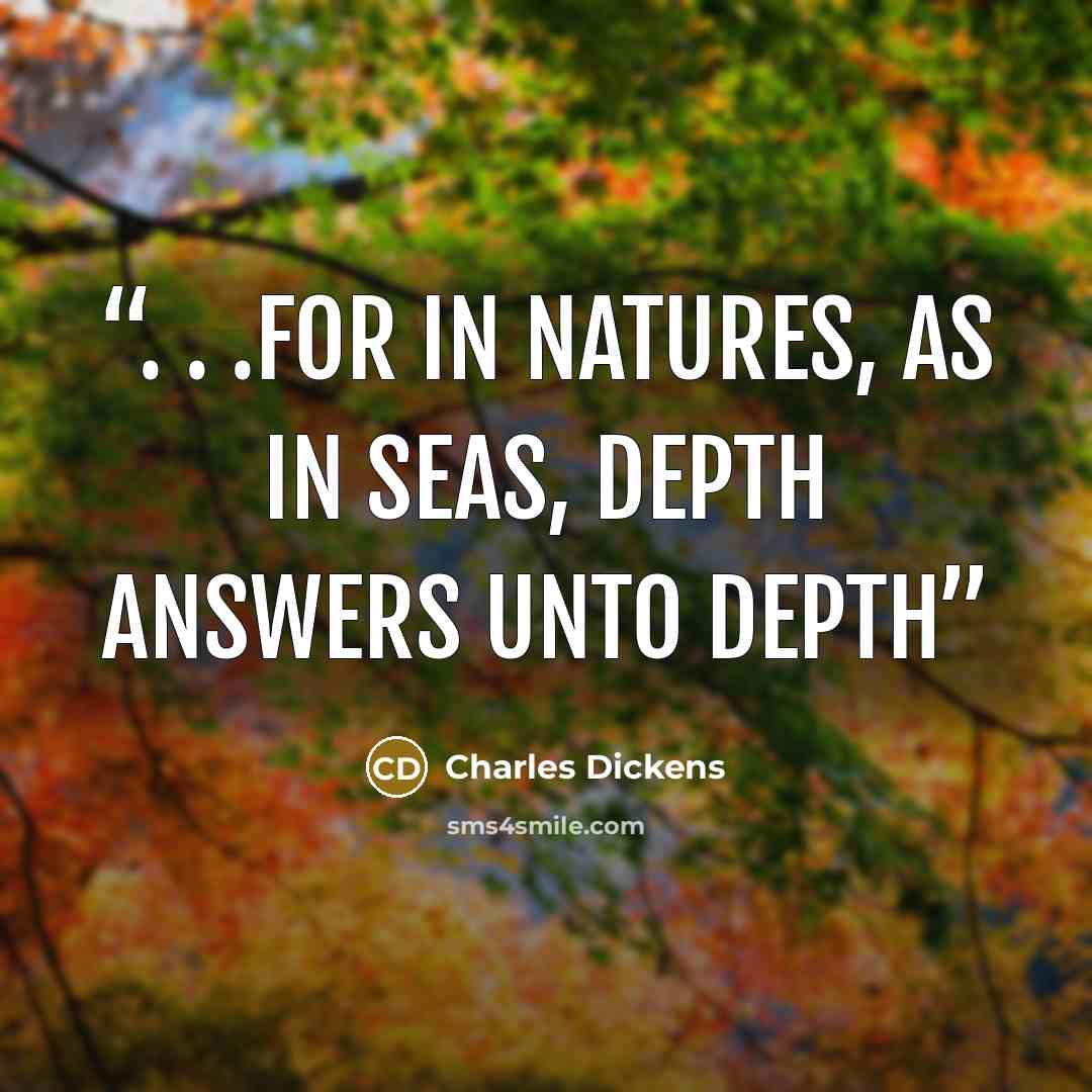 “. . .for in natures, as in seas, depth answers unto depth” quote by Charles Dickens