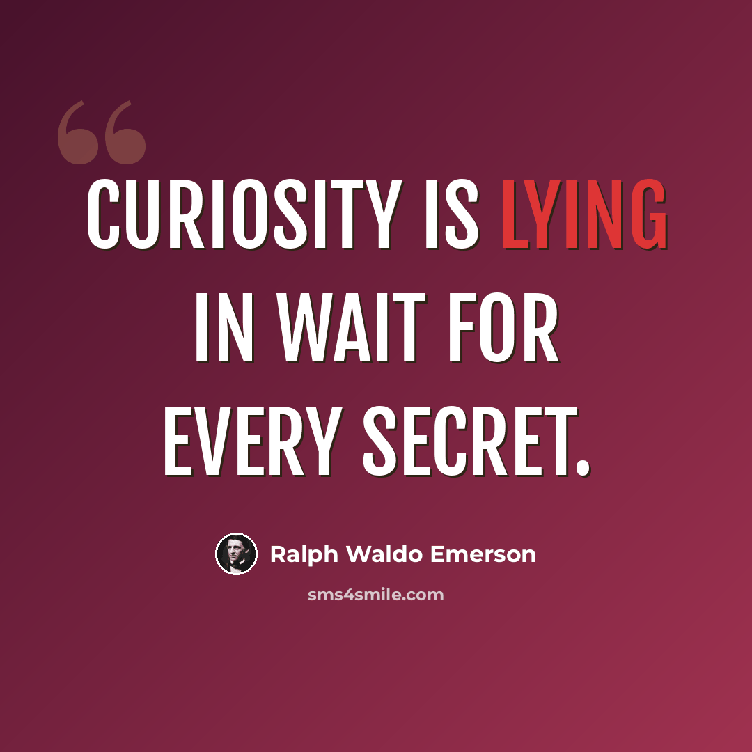 “Curiosity is lying in wait for every secret.” quote by Ralph Waldo Emerson