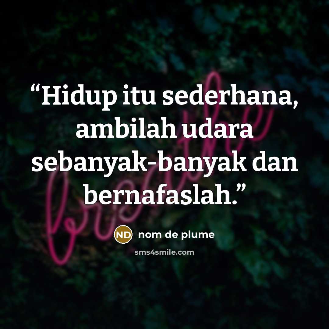 “Hidup itu sederhana, ambilah udara sebanyak-banyak dan bernafaslah.” quote by nom de plume