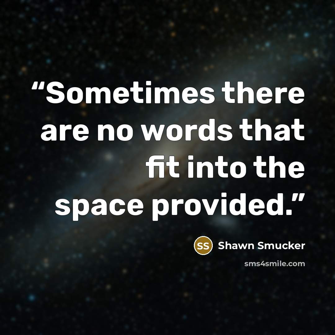 “Sometimes there are no words that fit into the space provided.” quote by Shawn Smucker