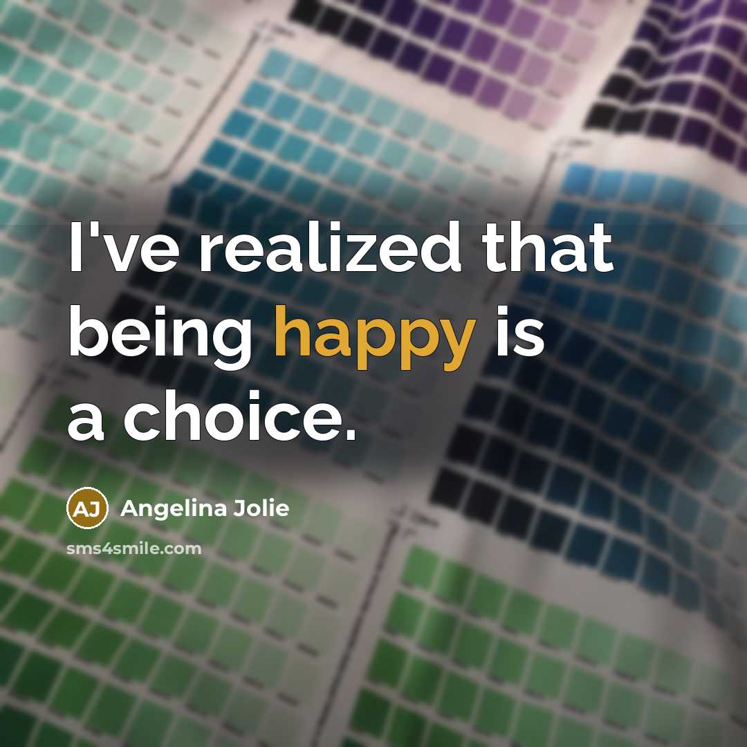 “I've realized that being happy is a choice.” quote by Angelina Jolie