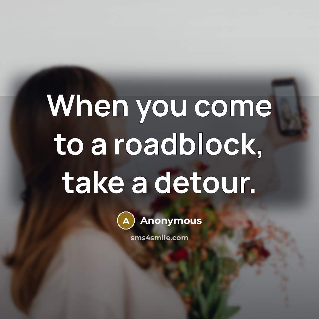 “When you come to a roadblock, take a detour.” quote by Anonymous