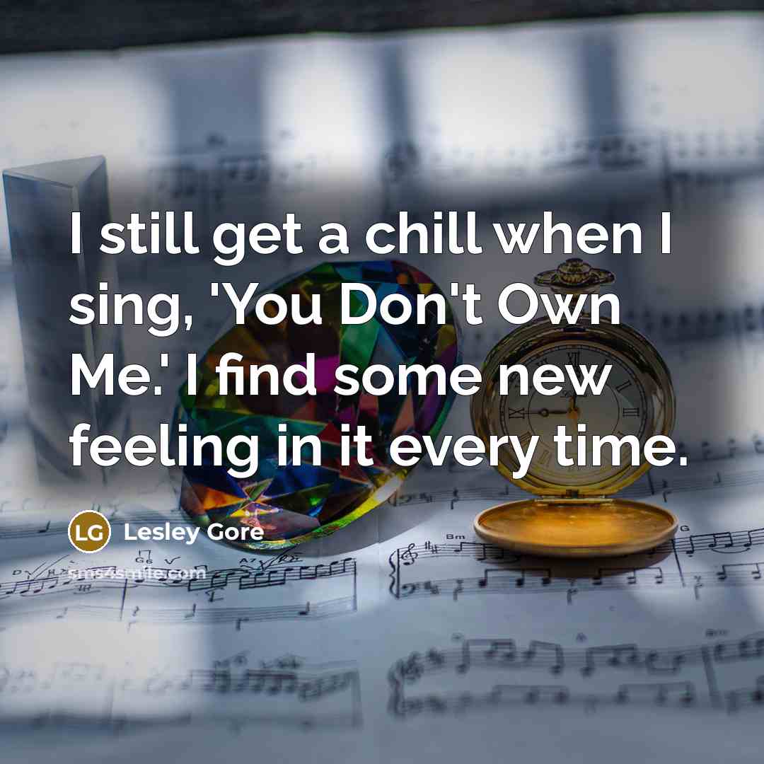 “I still get a chill when I sing, 'You Don't Own Me.' I find some new feeling in it every time.” quote by Lesley Gore