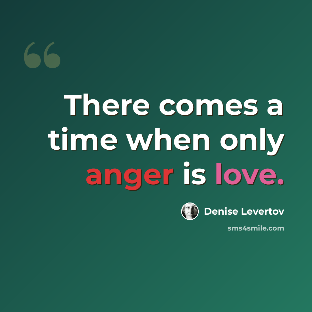 “There comes a time when only anger is love.” quote by Denise Levertov