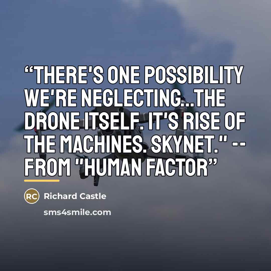 “There's one possibility we're neglecting...the drone itself. It's rise of the machines. Skynet." -- From "Human Factor” quote by Richard Castle