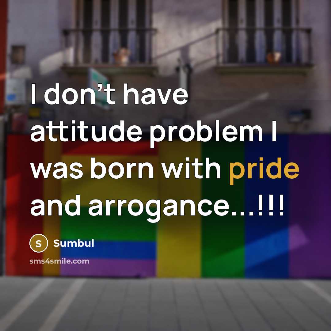 “I don't have attitude problem I was born with pride and arrogance...!!!” quote by Sumbul