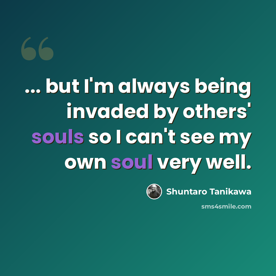 “... but I'm always being invaded by others' souls so I can't see my own soul very well.” quote by Shuntaro Tanikawa