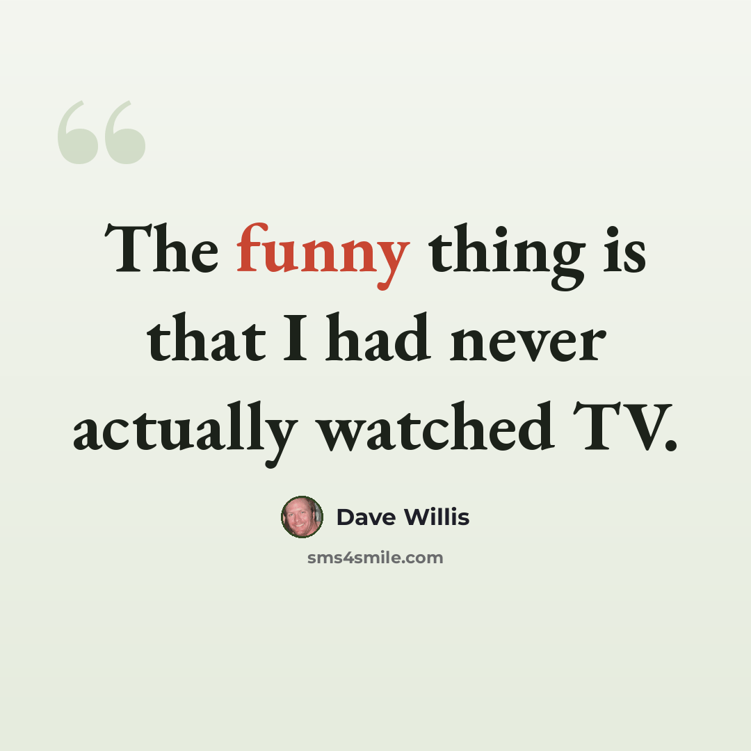 “The funny thing is that I had never actually watched TV.” quote by Dave Willis
