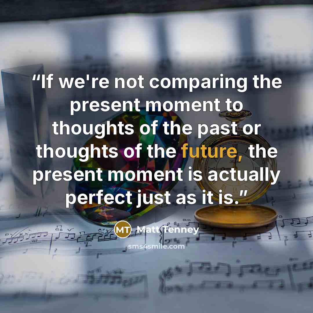 “If we're not comparing the present moment to thoughts of the past or thoughts of the future, the present moment is actually perfect just as it is.” quote by Matt Tenney