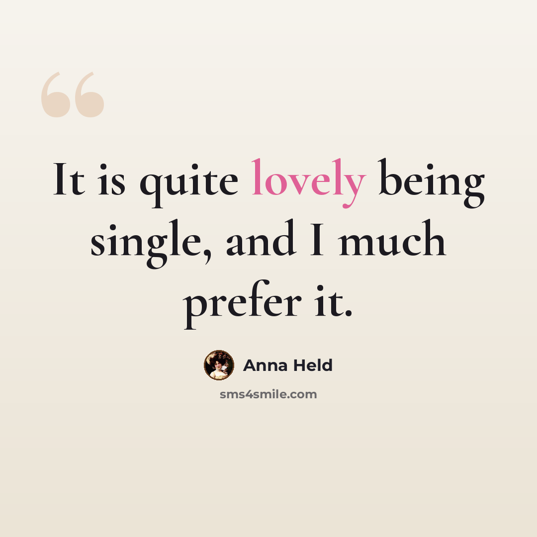 “It is quite lovely being single, and I much prefer it.” quote by Anna Held