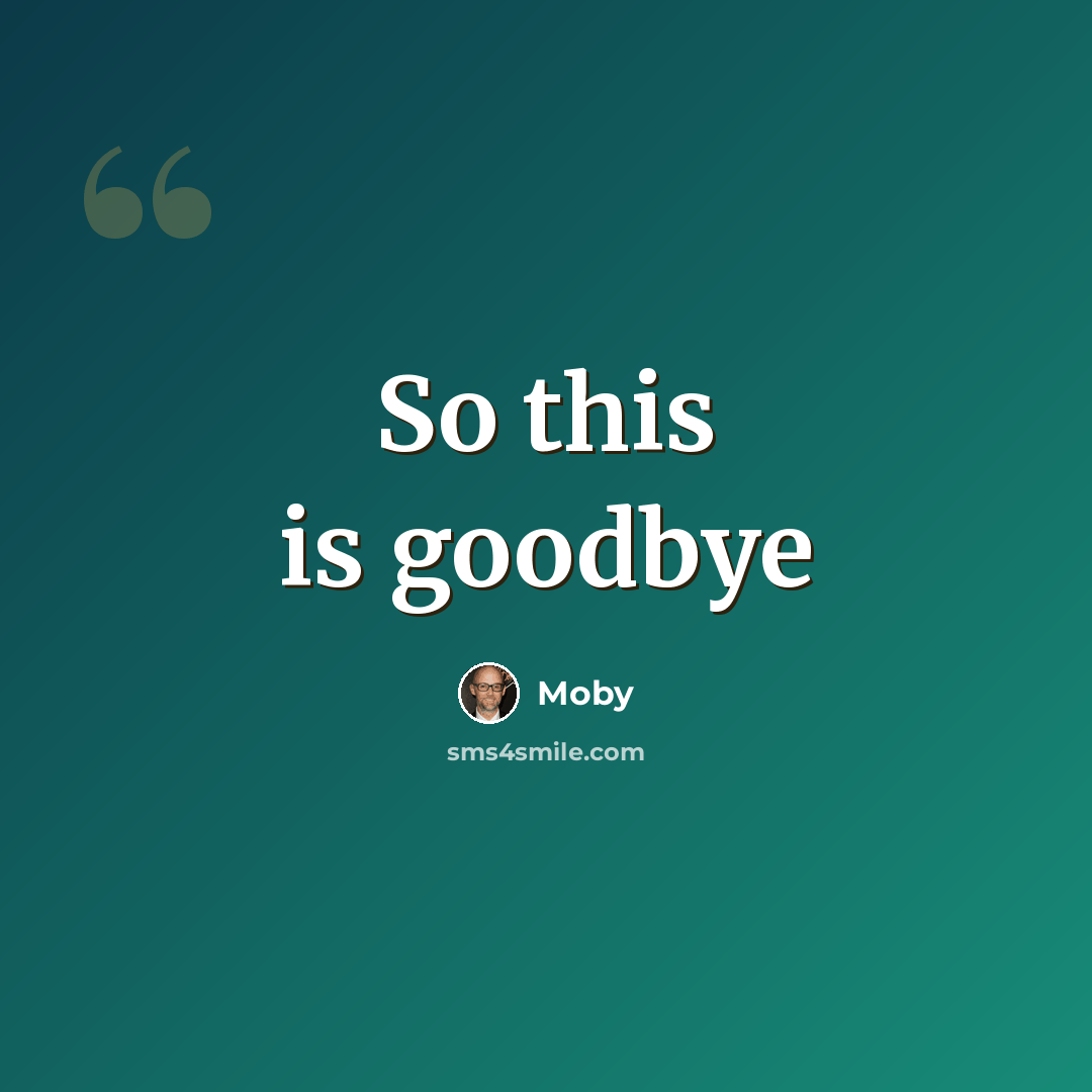 “So this is goodbye” quote by Moby
