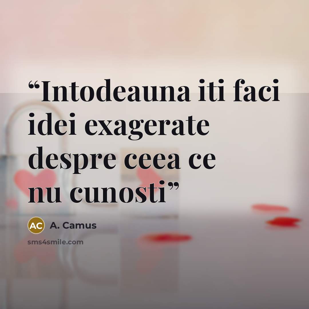 “Intodeauna iti faci idei exagerate despre ceea ce nu cunosti” quote by A. Camus