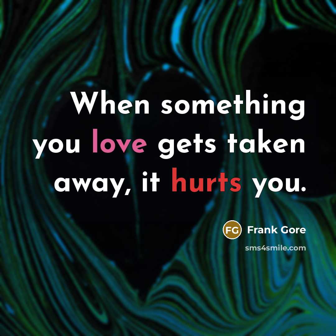 “When something you love gets taken away, it hurts you.” quote by Frank Gore