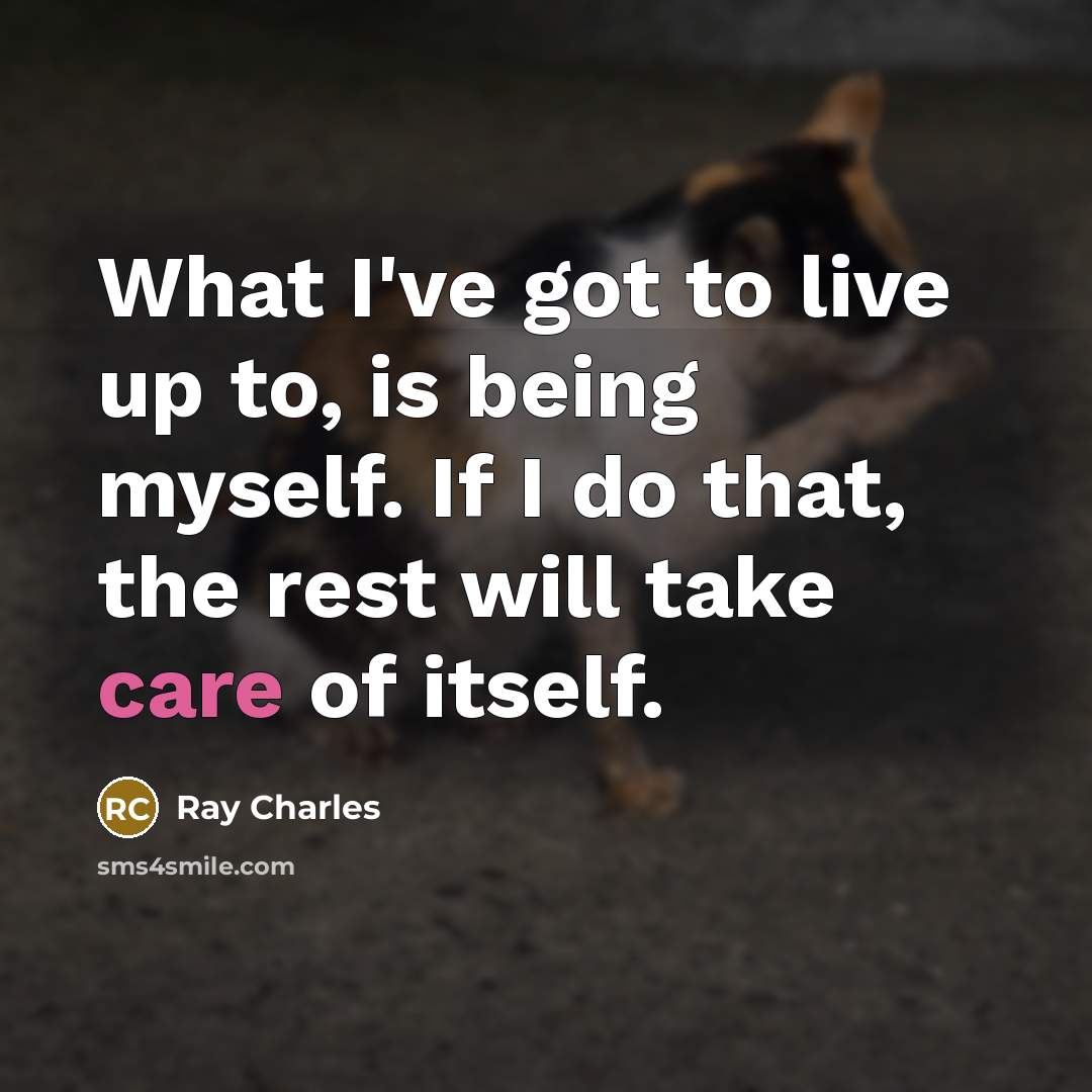 “What I've got to live up to, is being myself. If I do that, the rest will take care of itself.” quote by Ray Charles