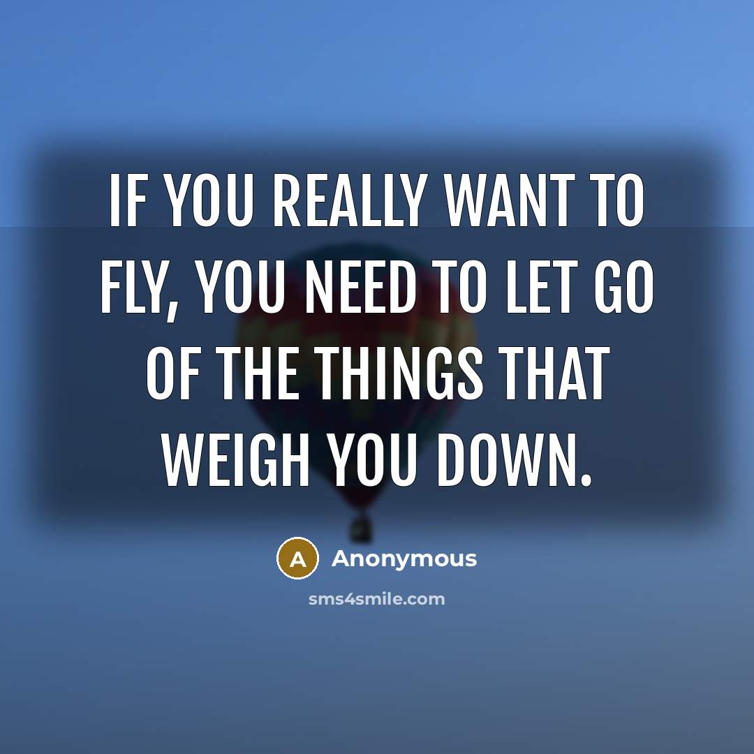 “If you really want to fly, you need to let go of the things that weigh you down.” quote by Anonymous