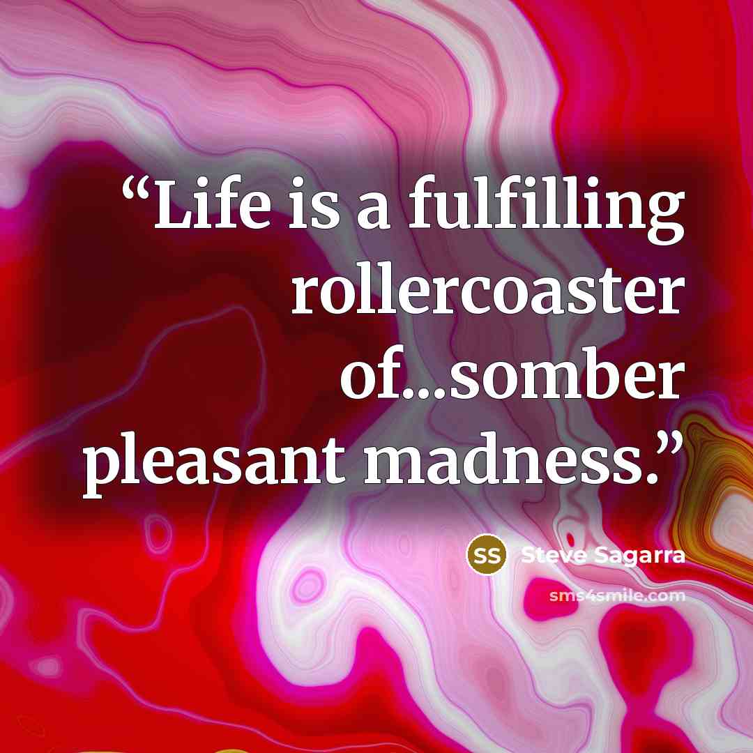 “Life is a fulfilling rollercoaster of...somber pleasant madness.” quote by Steve Sagarra