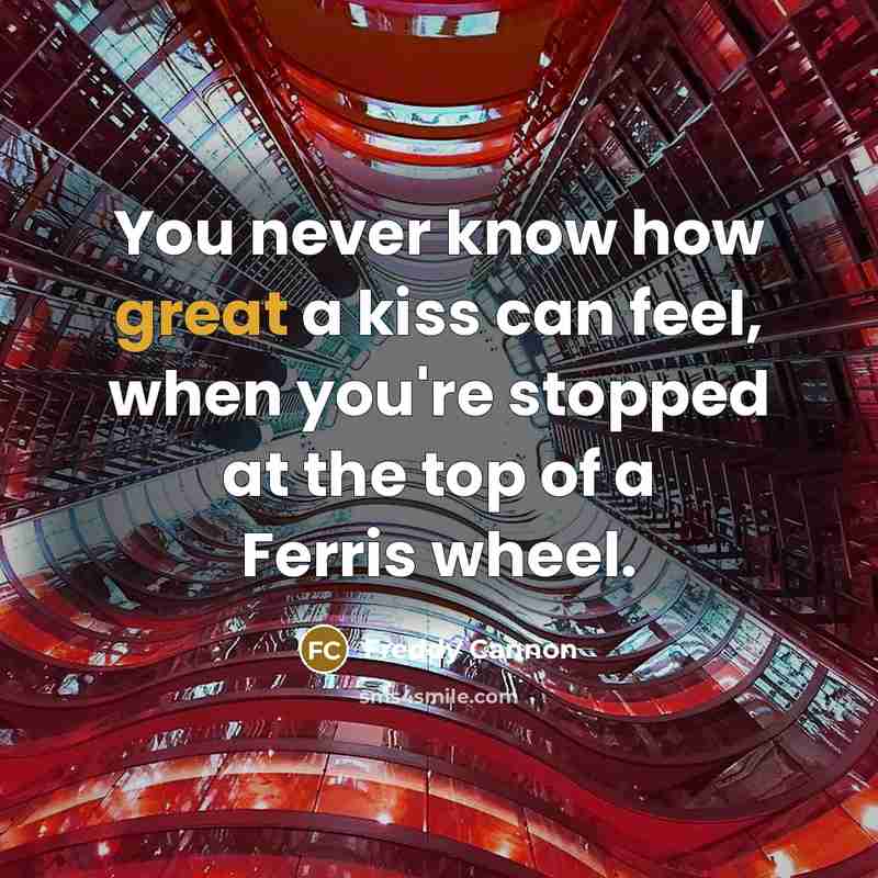 “You never know how great a kiss can feel, when you're stopped at the top of a Ferris wheel.” quote by Freddy Cannon