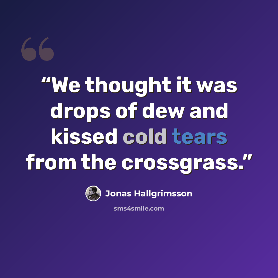 “We thought it was drops of dew and kissed cold tears from the crossgrass.” quote by Jónas Hallgrímsson