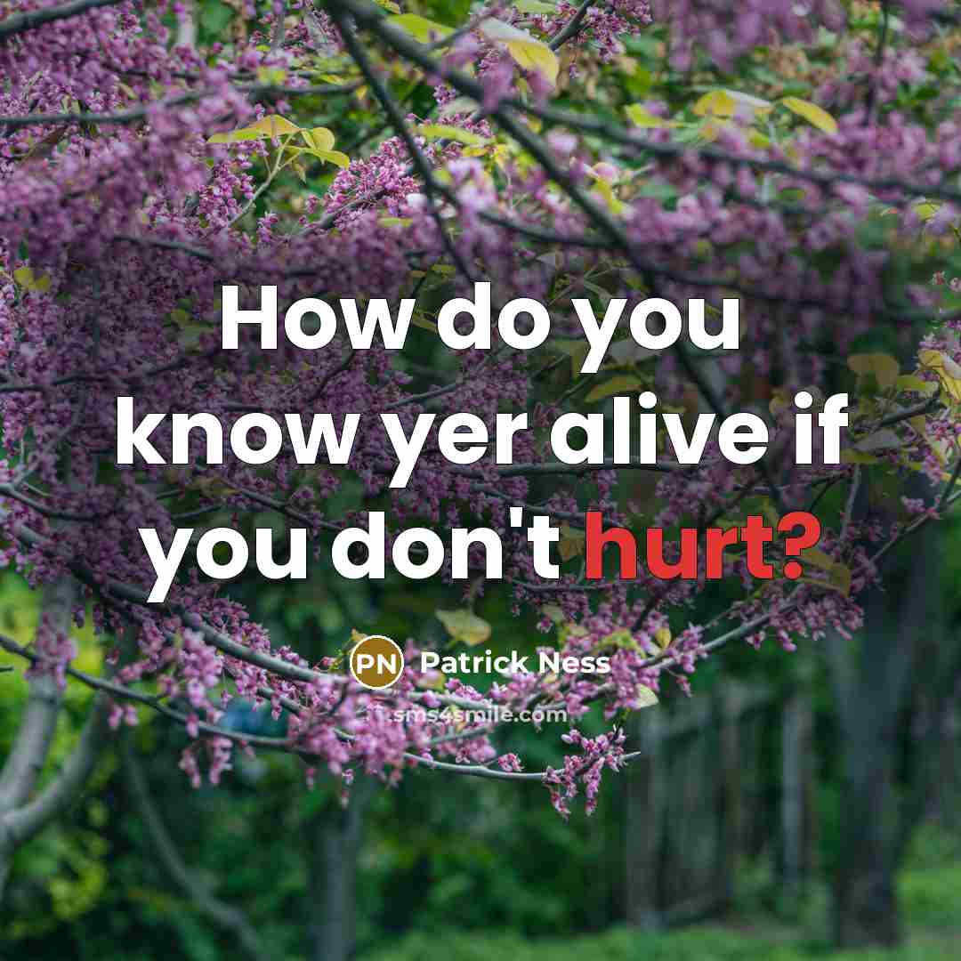 “How do you know yer alive if you don't hurt?” quote by Patrick Ness