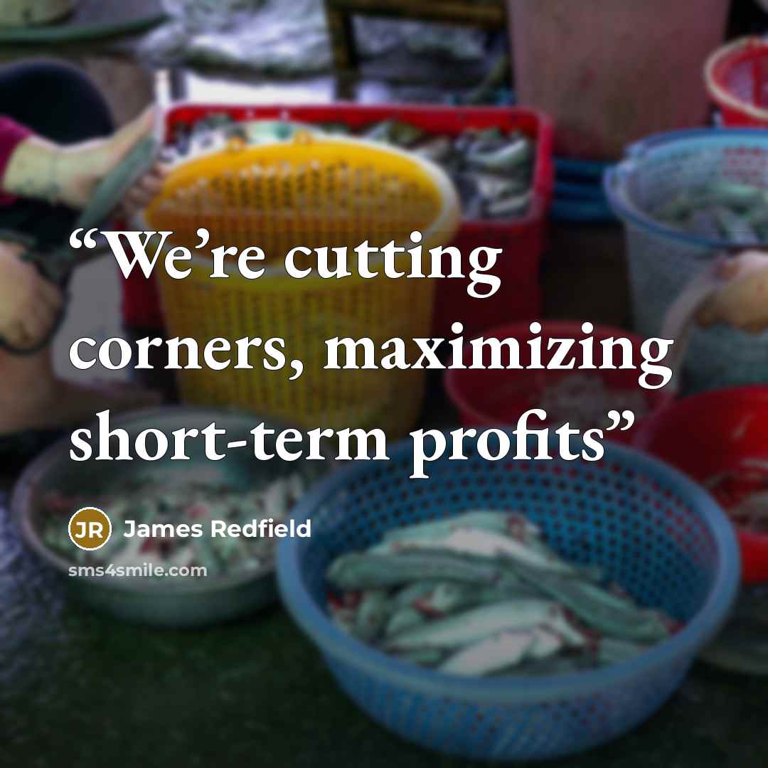 “We’re cutting corners, maximizing short-term profits” quote by James Redfield