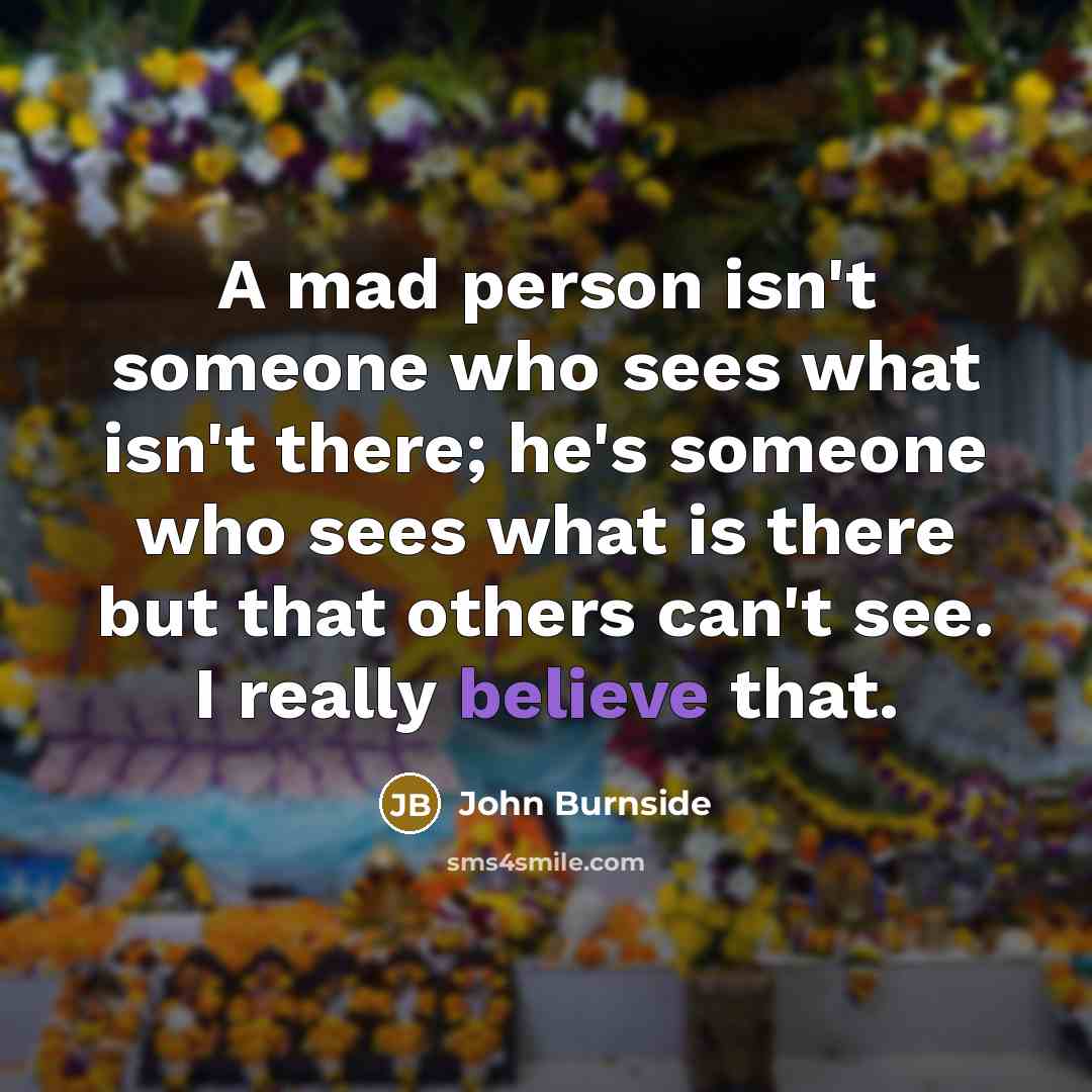 “A mad person isn't someone who sees what isn't there; he's someone who sees what is there but that others can't see. I really believe that.” quote by John Burnside