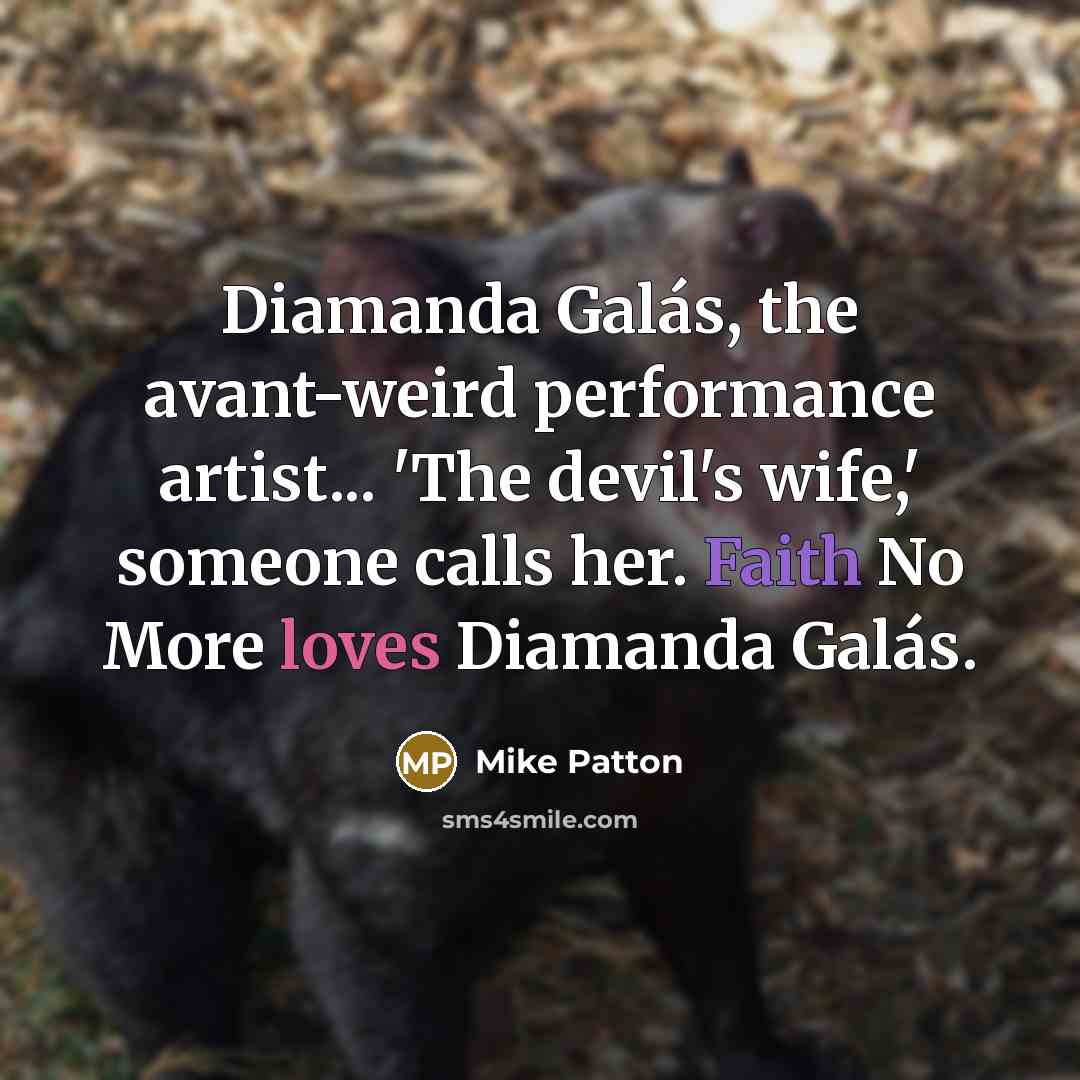 “Diamanda Galás, the avant-weird performance artist... 'The devil's wife,' someone calls her. Faith No More loves Diamanda Galás.” quote by Mike Patton