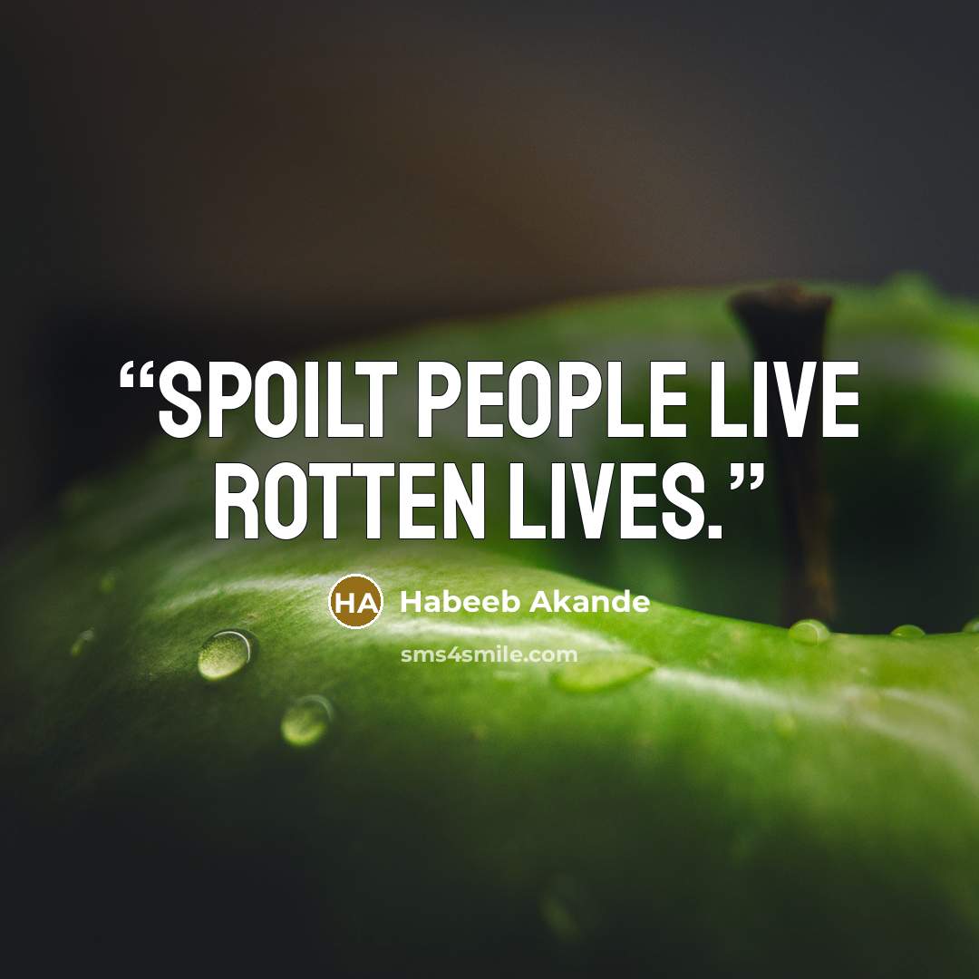 “Spoilt people live rotten lives.” quote by Habeeb Akande