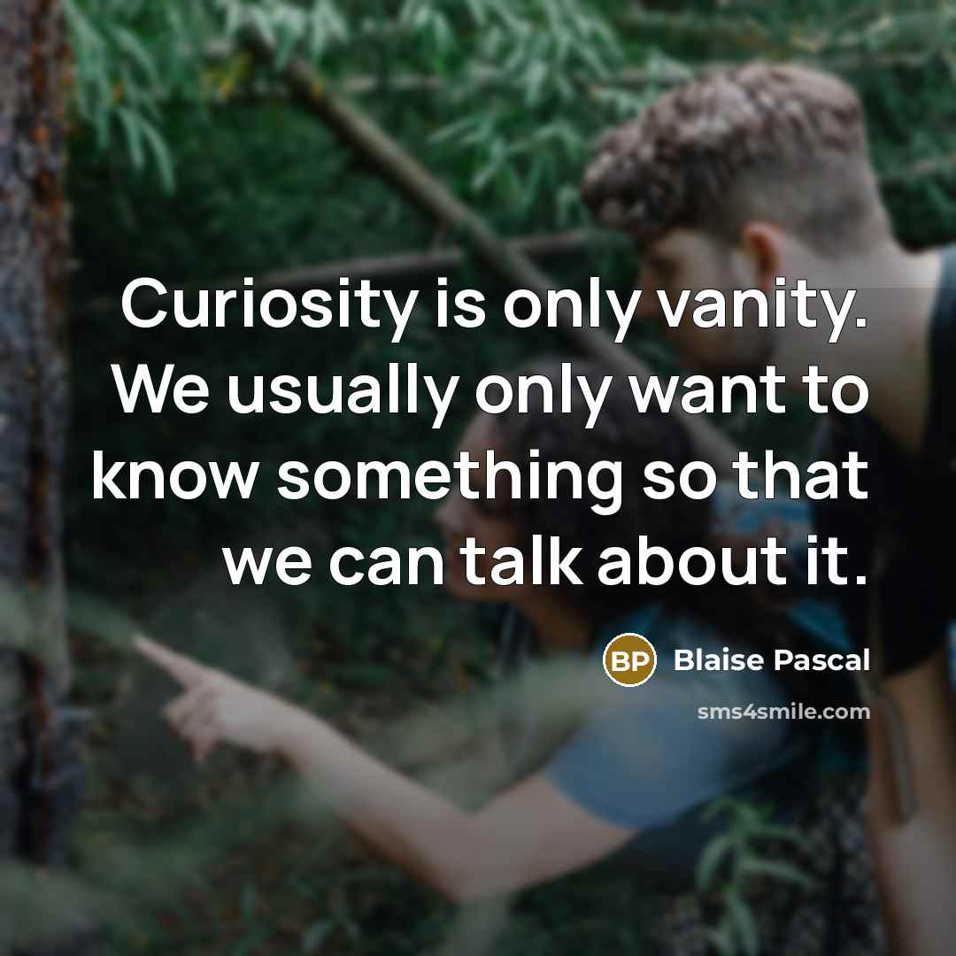 “Curiosity is only vanity. We usually only want to know something so that we can talk about it.” quote by Blaise Pascal