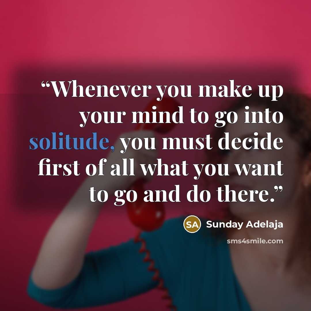 “Whenever you make up your mind to go into solitude, you must decide first of all what you want to go and do there.” quote by Sunday Adelaja