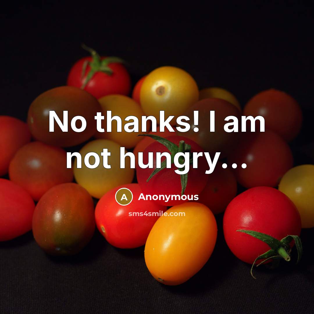 “No thanks! I am not hungry...” quote by Anonymous