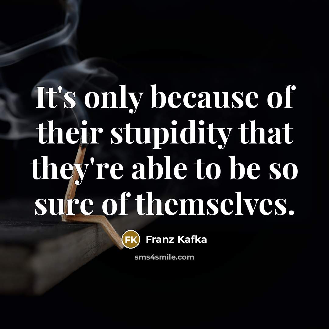 “It's only because of their stupidity that they're able to be so sure of themselves.” quote by Franz Kafka