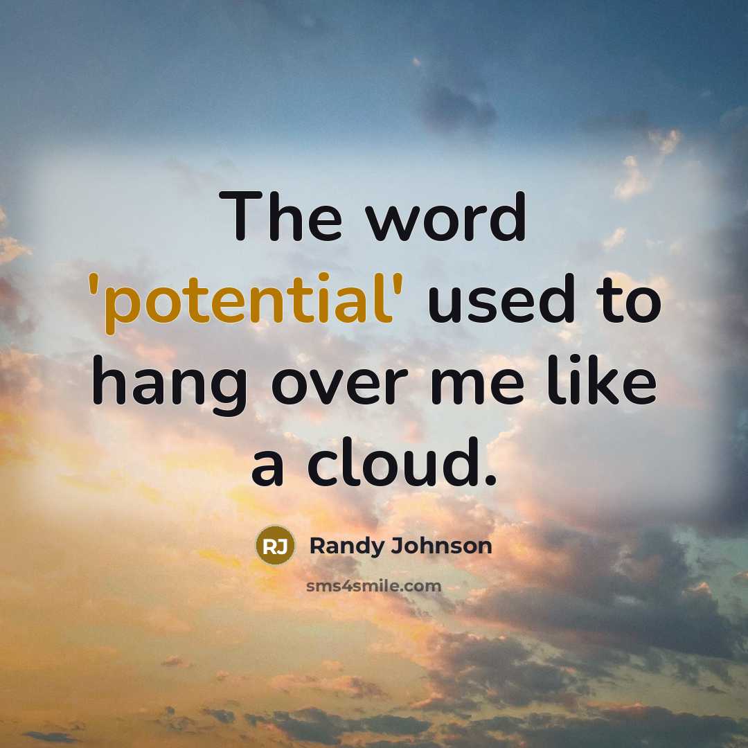 “The word 'potential' used to hang over me like a cloud.” quote by Randy Johnson