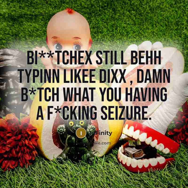 “Bi**TcheX StiLL bEhh TyPinn LiKEE DixX , Damn B*tch what you having a f*cking seizure.” quote by InFinity