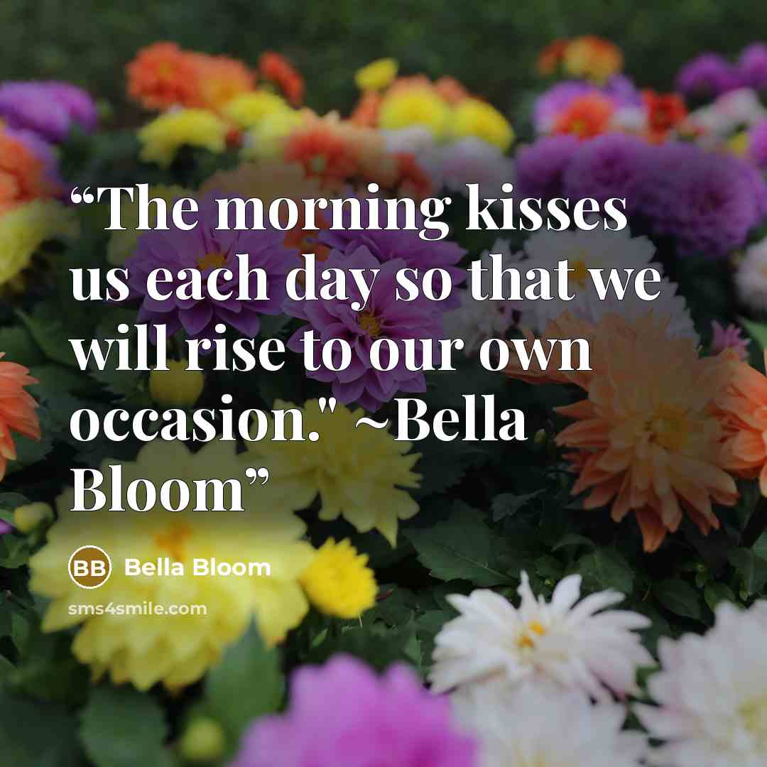 “The morning kisses us each day so that we will rise to our own occasion." ~Bella Bloom” quote by Bella Bloom