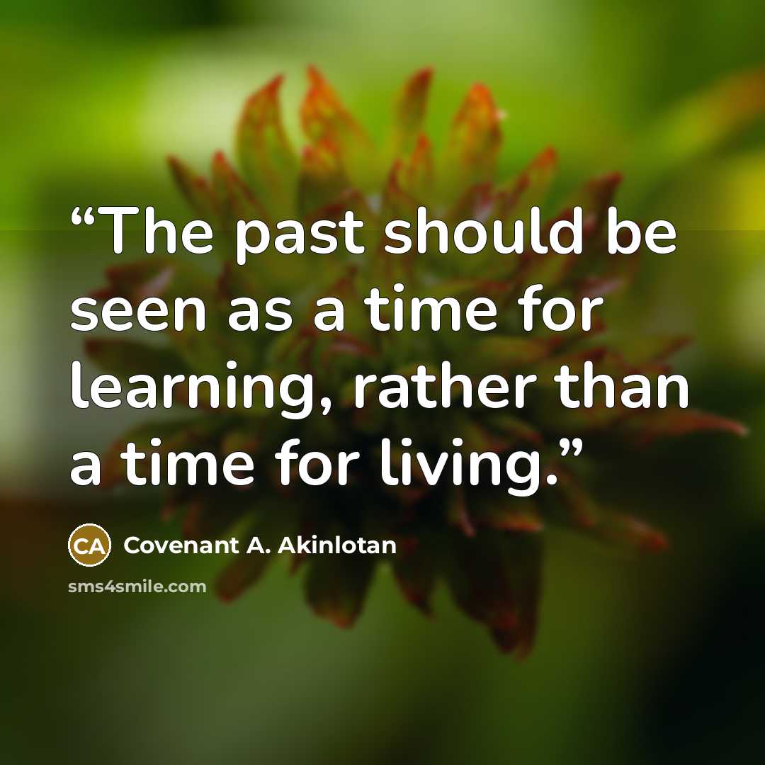 “The past should be seen as a time for learning, rather than a time for living.” quote by Covenant A. Akinlotan